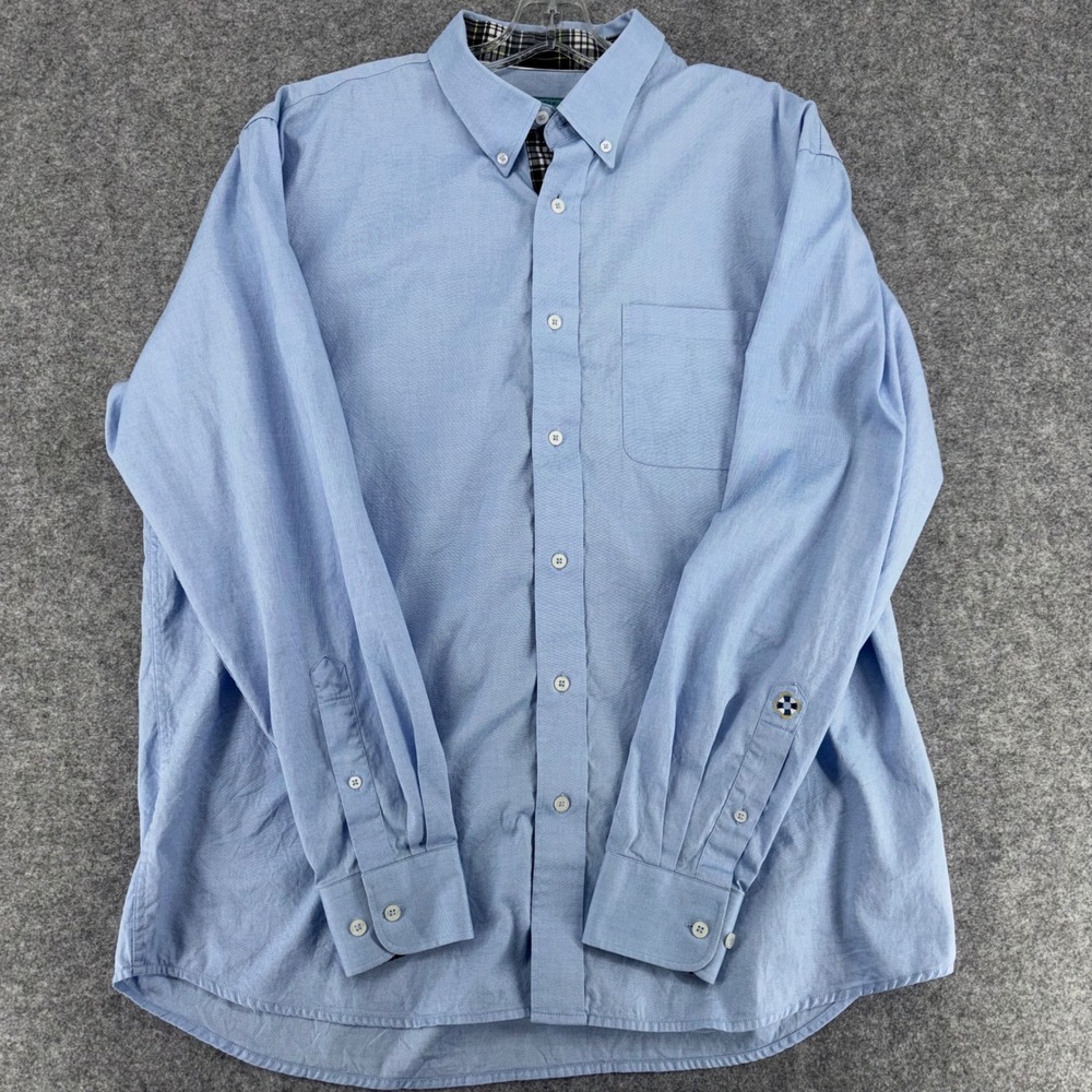 Castaway Nantucket Island Mens XL Blue Oxford Cotton Button Down Shirt Nautical